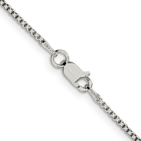 925 White Gold 1.5 mm Box Chain Necklace, Polished alternate angle