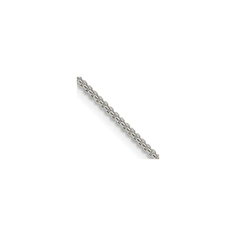 925 White Gold 1.5 mm Box Chain Necklace, Polished alternate angle