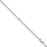 925 White Gold 1.5 mm Box Chain Necklace, Polished detail view