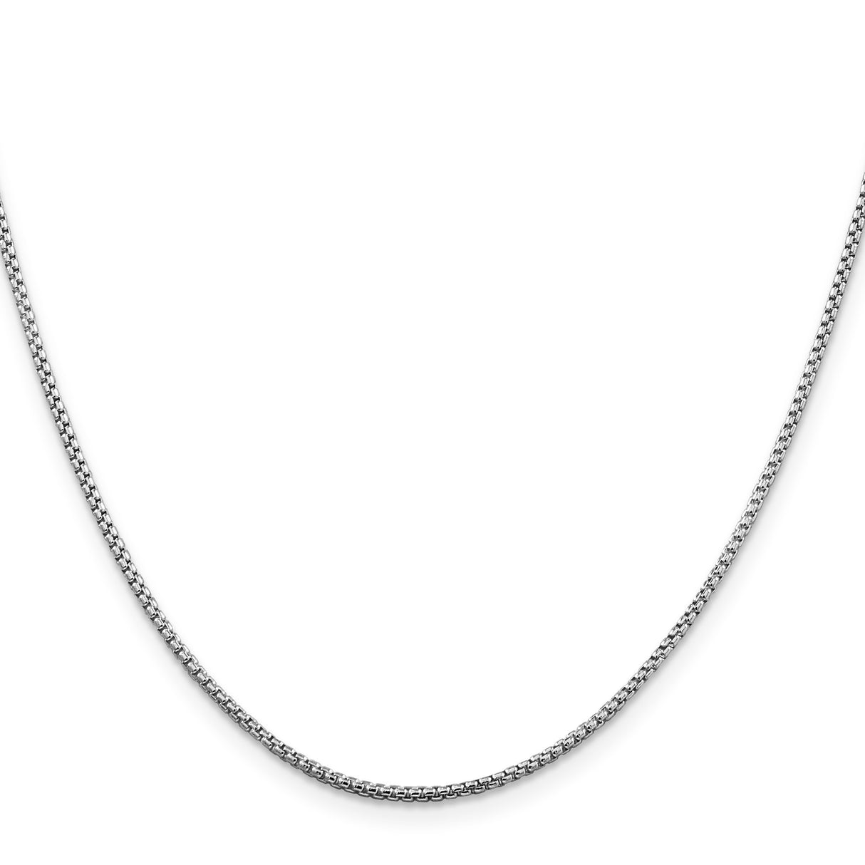 925 White Gold 1.5 mm Box Chain Necklace, Polished