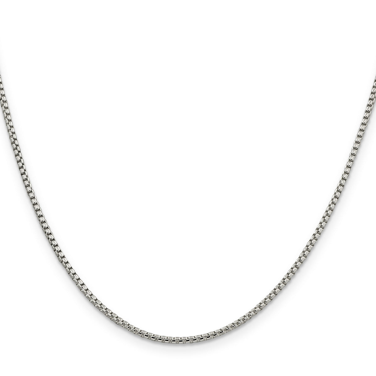 925 White Gold 1.75 mm Box Chain Necklace, Polished