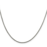 925 White Gold 1.75 mm Box Chain Necklace, Polished