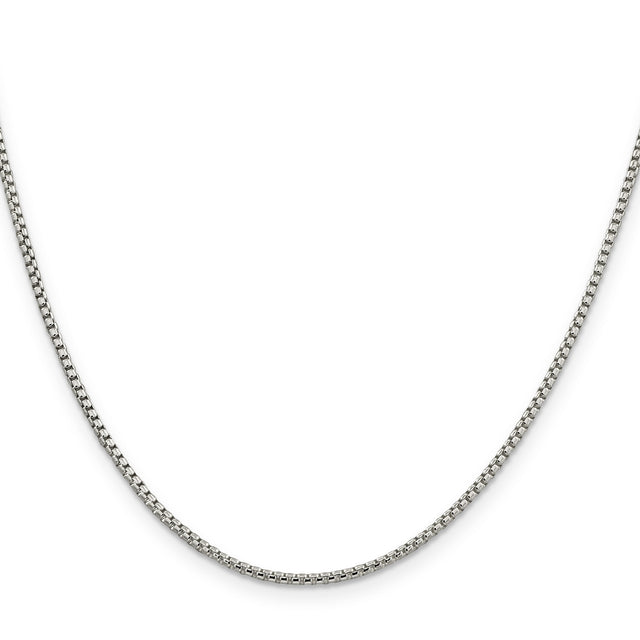 925 White Gold 1.75 mm Box Chain Necklace, Polished