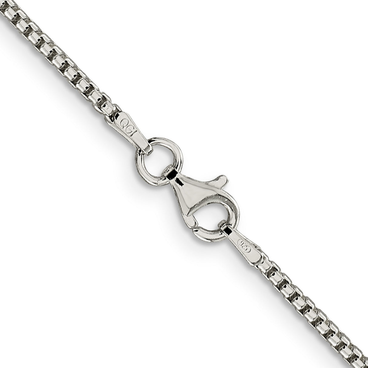 925 White Gold 1.75 mm Box Chain Necklace, Polished alternate angle