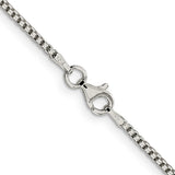 925 White Gold 1.75 mm Box Chain Necklace, Polished alternate angle