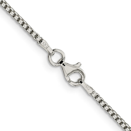 925 White Gold 1.75 mm Box Chain Necklace, Polished alternate angle