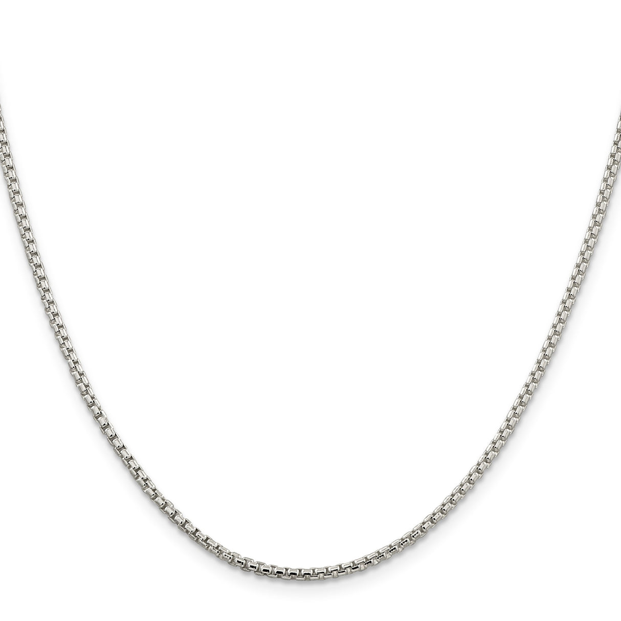925 White Gold 2 mm Box Chain Necklace, Polished