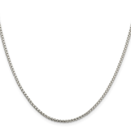 925 White Gold 2 mm Box Chain Necklace, Polished