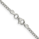 925 White Gold 2 mm Box Chain Necklace, Polished alternate angle