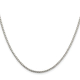 925 White Gold 2 mm Box Chain Necklace, Polished