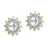 Sterling Silver Sunburst Earring Jacket Yellow Zirconia Halo