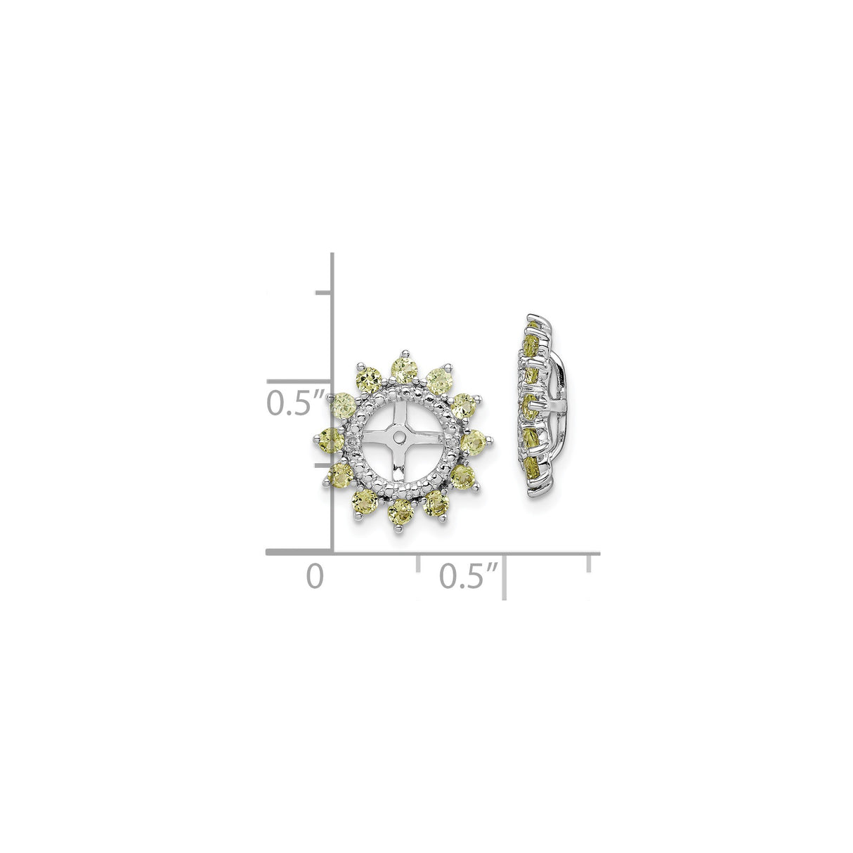 Sterling Silver Sunburst Earring Jacket Yellow Zirconia Halo
