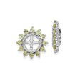 Sterling Silver Sunburst Earring Jacket for Women with Circular Yellow Zirconia Halo and Cross Center Cutout, Radiant Transformation Design for Halo Enhancer Studs, Spiritual Faith Style Jewelry
