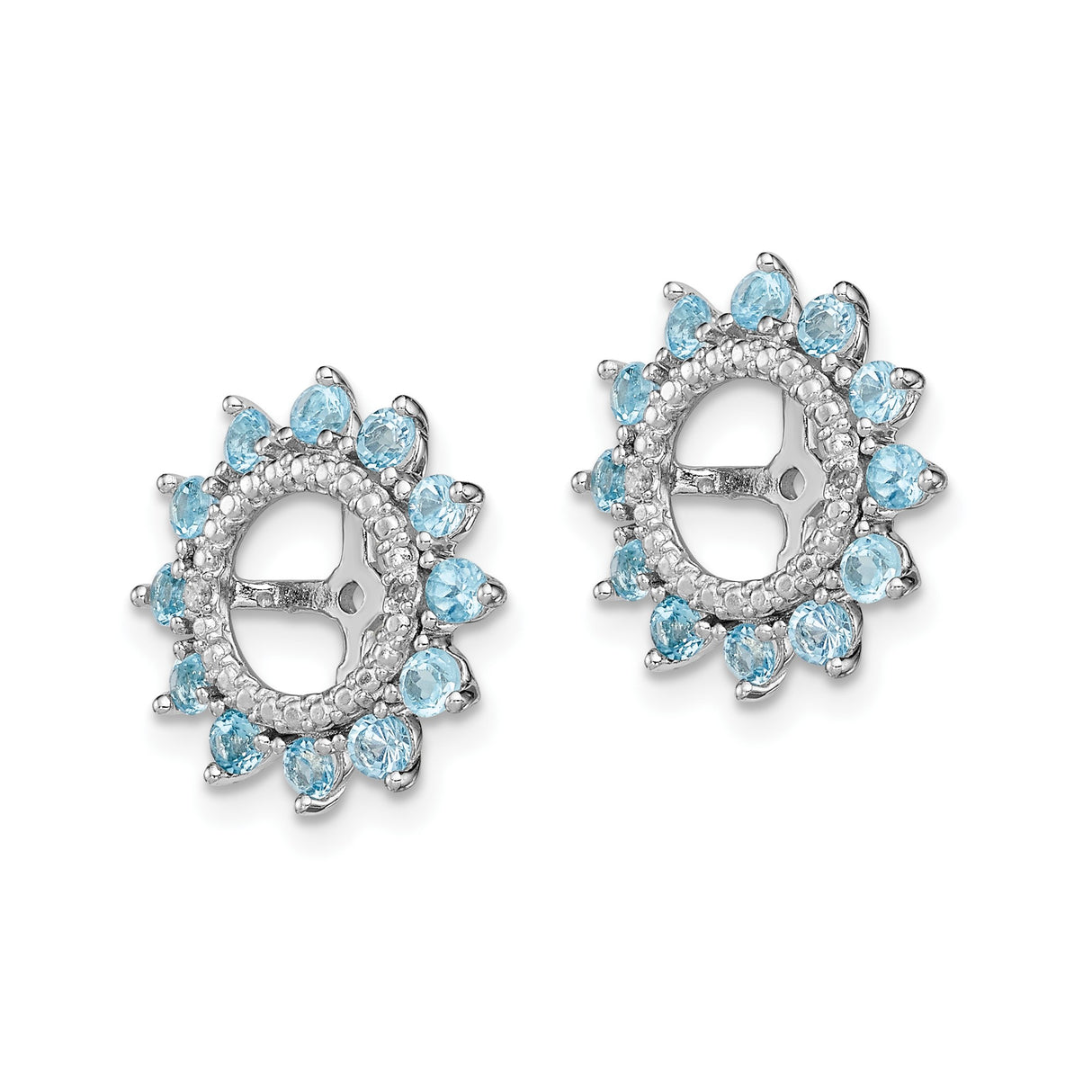 Sterling Silver Sunburst Cross Earrings Blue Gemstones