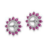 Sterling Silver Sunburst Stud Earrings Pink Gemstones Cross