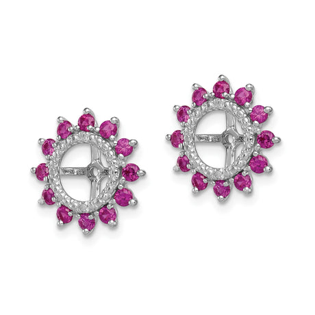 Sterling Silver Sunburst Stud Earrings Pink Gemstones Cross