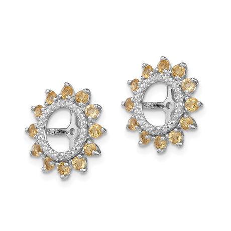 Sterling Silver Sunburst Earring Jackets White Yellow Gems