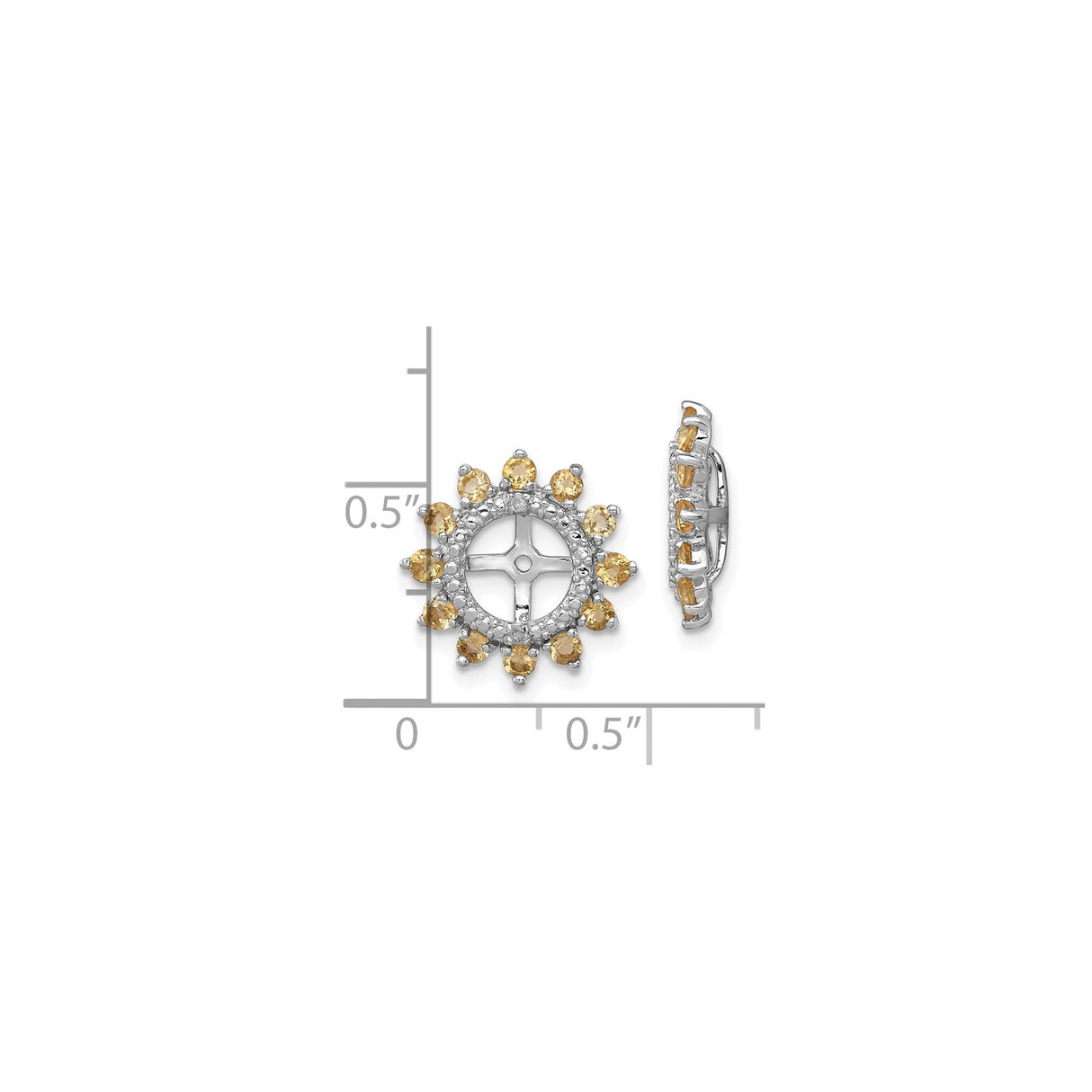 Sterling Silver Sunburst Earring Jackets White Yellow Gems