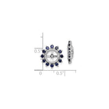 Sterling Silver Compass Rose Earrings with Created Sapphire and Diamond, Nautical Christian Design