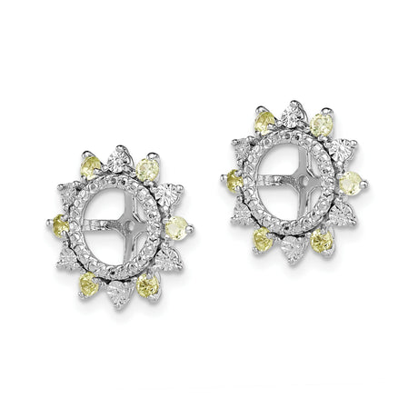 Sterling Silver Sunburst Wheel Stud Earrings Yellow CZ