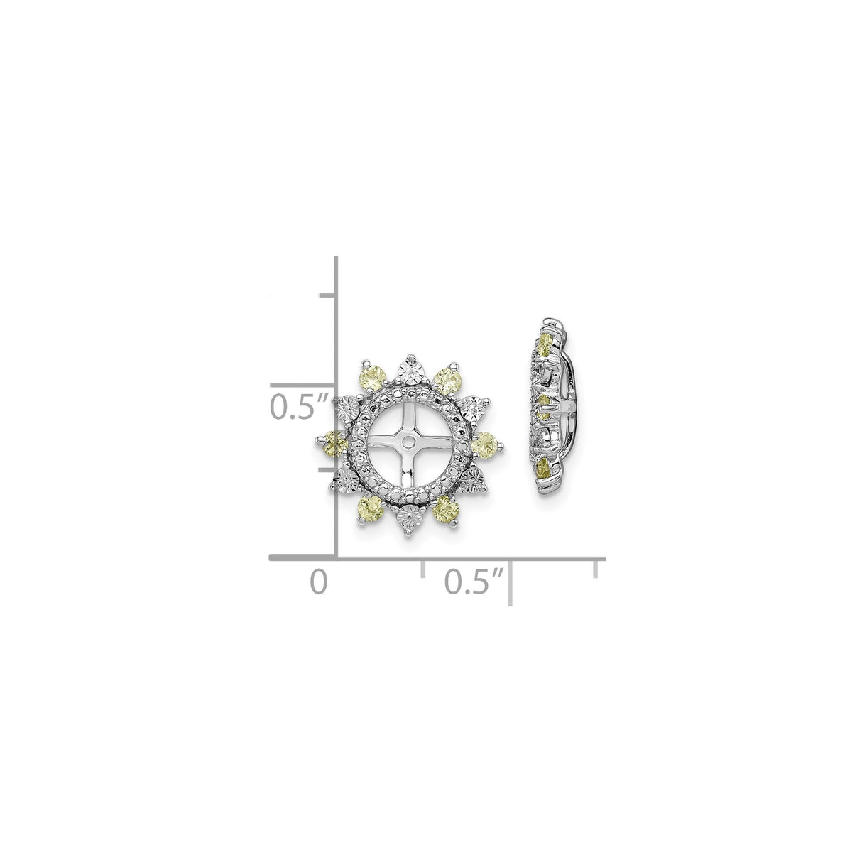 Sterling Silver Sunburst Wheel Stud Earrings Yellow CZ