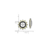 Sterling Silver Clip-On Earrings with Peridot and Sapphire, Circular Sunburst Cross-Wheel Design