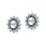 Sterling Silver Sunburst Earring Jackets Blue And Black CZ