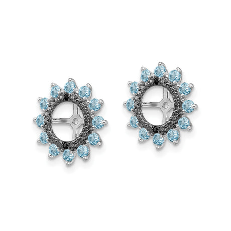 Sterling Silver Sunburst Earring Jackets Blue And Black CZ