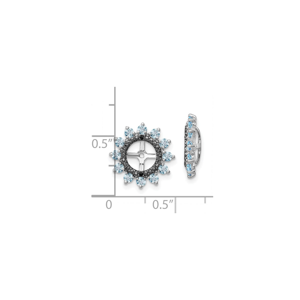 Sterling Silver Sunburst Earring Jackets Blue And Black CZ