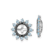Sterling Silver Sunburst Earring Jackets for Women with Light Blue and Black Cubic Zirconia, Petal Design Stud Enhancers, Circular Frame Fashion Earrings for Casual and Formal Daily Wear Looks