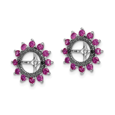 Sterling Silver Wheel Cross Earrings Black Stones Pink Halo