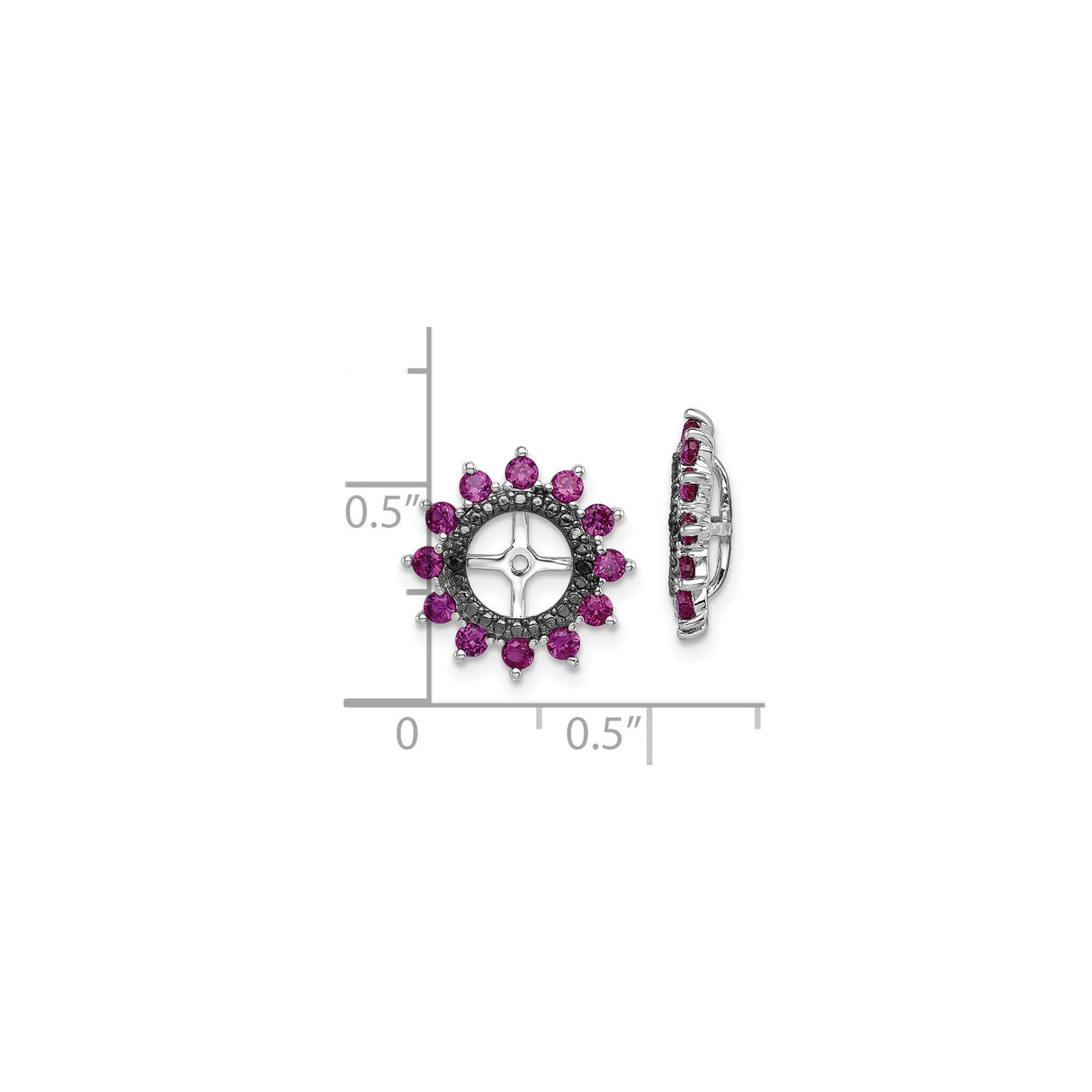 Sterling Silver Wheel Cross Earrings Black Stones Pink Halo