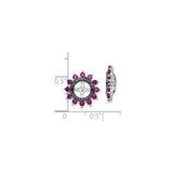 Sterling Silver Wheel Cross Earrings Black Stones Pink Halo