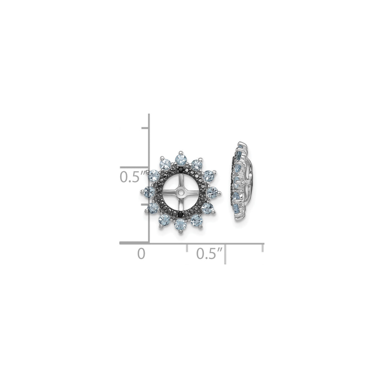 Sterling Silver Earring Jackets with Aquamarine, Sunburst and Cross Design, Faith Inspired