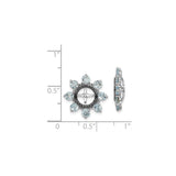 Sterling Silver Stud Earrings with Aquamarine, Sunburst Floral Design for Women