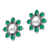 Sterling Silver Clip-On Earrings with Created Emerald, Sapphire, Cross and Flower Motif
