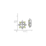 Sterling Silver Cross Earrings with Peridot and Diamond in Floral Design for Women