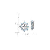 Sterling Silver Cross Earrings with Swiss Blue Topaz, Halo Design Inspired by Snowflake and Sunburst