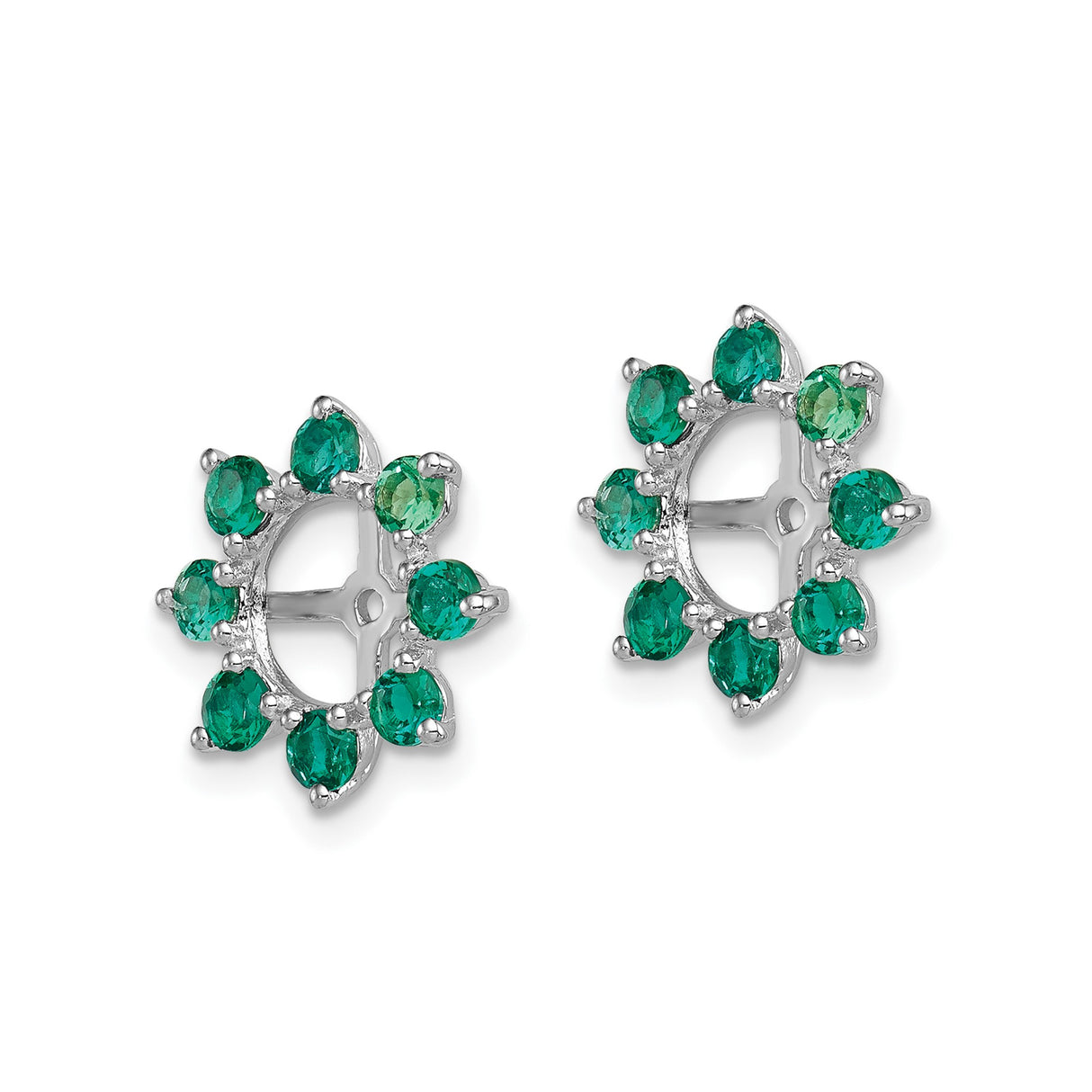 Sterling Silver Celtic Cross Stud Earrings with Created Emerald, Floral Sunburst Design