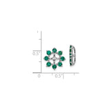 Sterling Silver Celtic Cross Stud Earrings with Created Emerald, Floral Sunburst Design