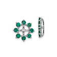 Sterling Silver Celtic Cross Stud Earrings with Created Emerald, Floral Sunburst Design