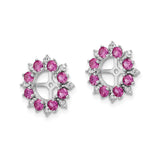 Sterling Silver Earrings with Created Ruby and Diamond, Open Cross Starburst Studs