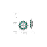 Sterling Silver Sunburst Cross Dangle Earrings with Created Emerald and Diamond Accents