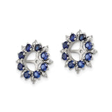 Sterling Silver Earrings with Created Sapphire and Diamond, Cross and Compass Rose Studs