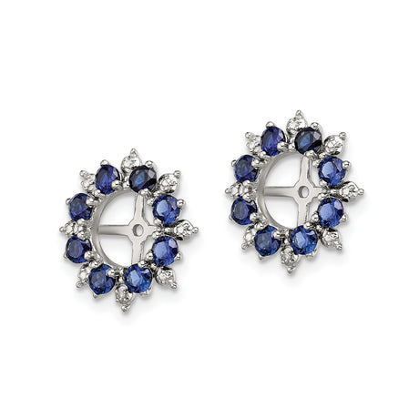 Sterling Silver Earrings with Created Sapphire and Diamond, Cross and Compass Rose Studs