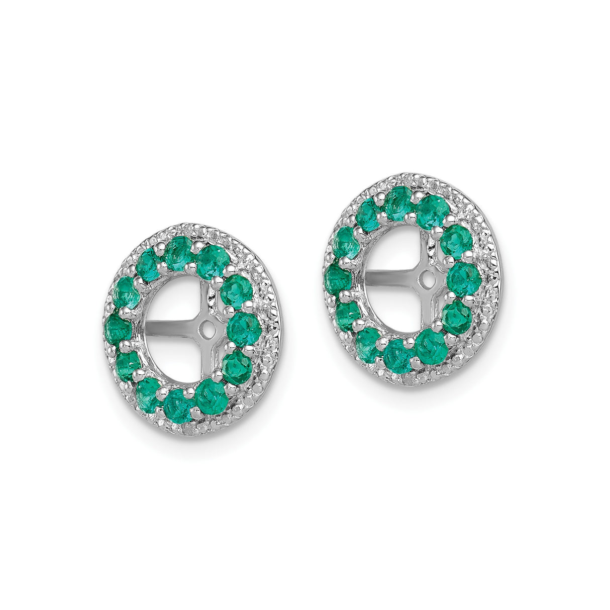 Sterling Silver Celtic Cross Earrings with Created Emerald and Diamond Accents