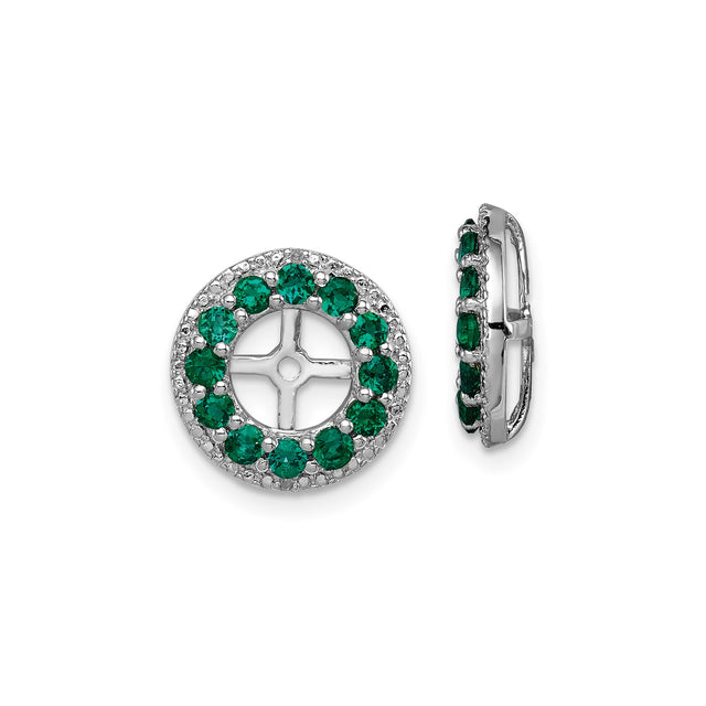 Sterling Silver Celtic Cross Earrings with Created Emerald and Diamond Accents