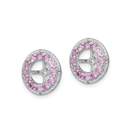 Sterling Silver Earrings with Created Sapphire and Diamond, Cross Wheel Faith Studs for Women