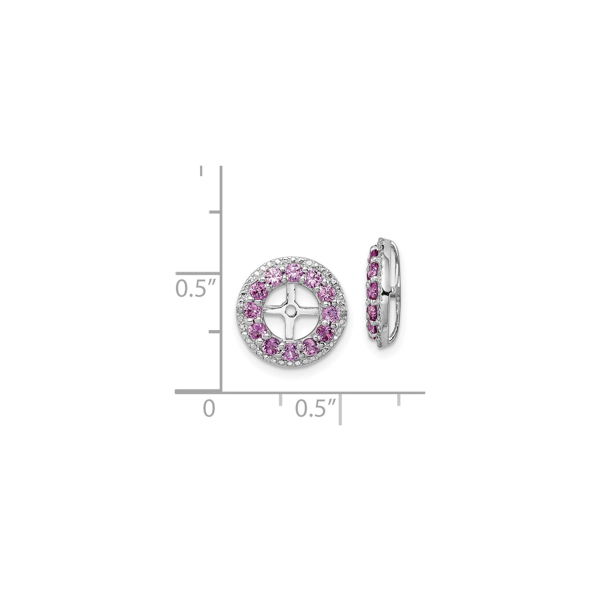 Sterling Silver Earrings with Created Sapphire and Diamond, Cross Wheel Faith Studs for Women