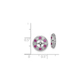 Sterling Silver Cross Center Earrings with Created Ruby and Pink Cubic Zirconia Accents